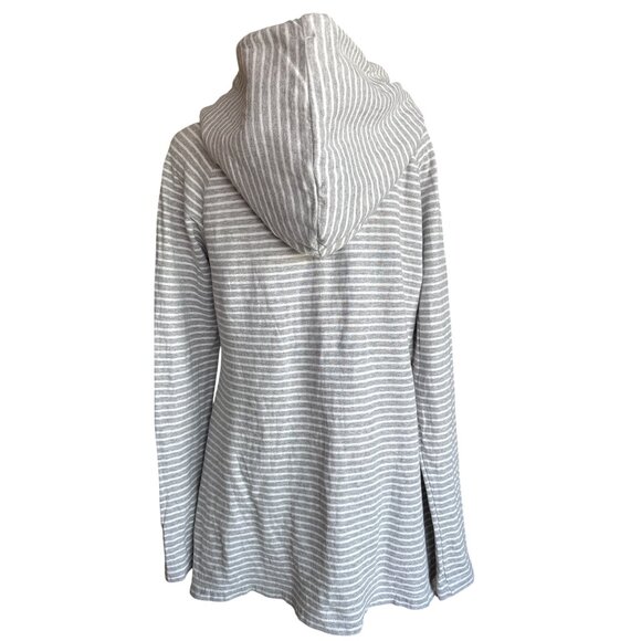 Standard James Perse Womens 3 (L) Gray Striped Hoodie Sweater Pullover Pockets - Picture 6 of 9